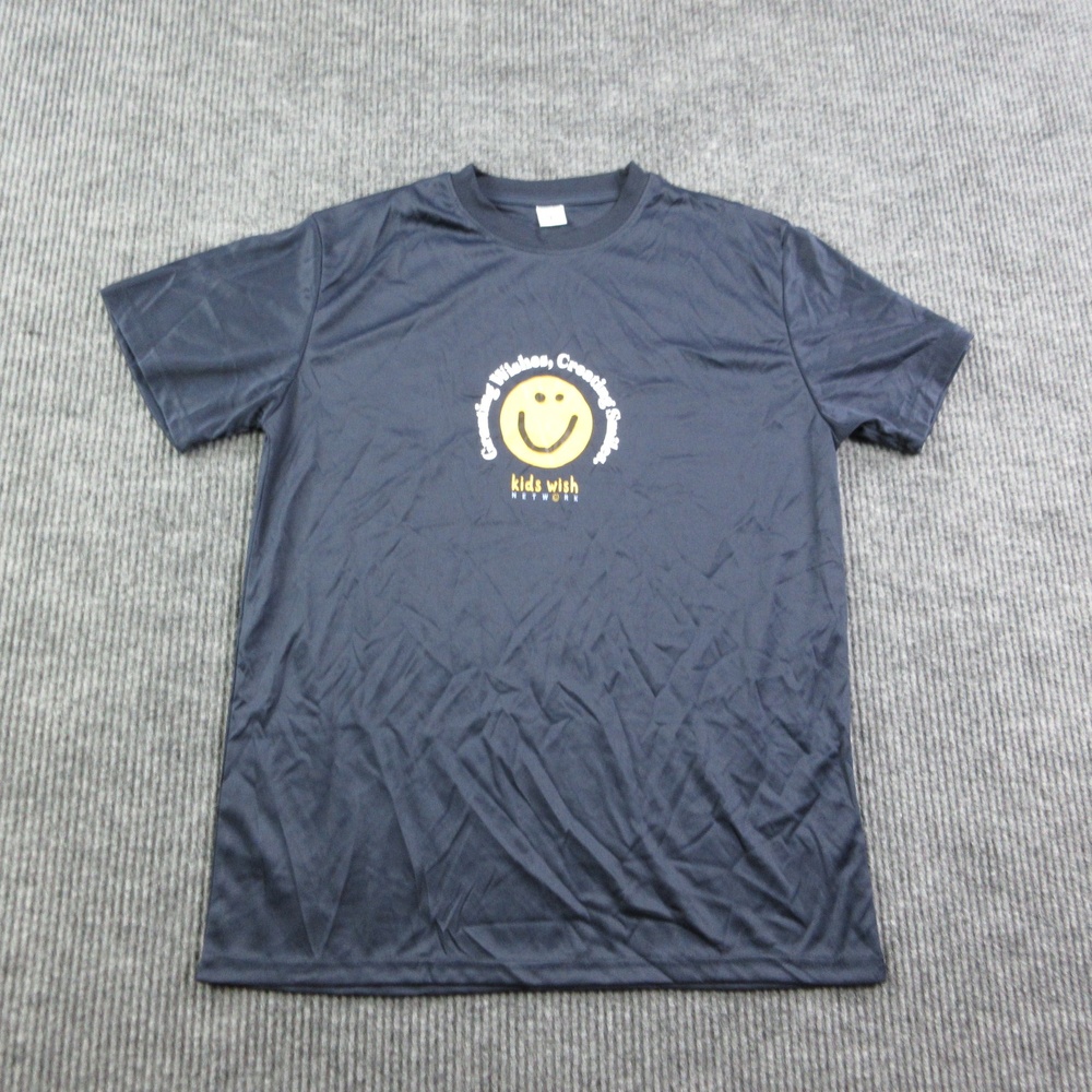 Kids Wish Network Shirt Mens L Blue Crew Neck 100% Polyester Jersey Graphic Tee